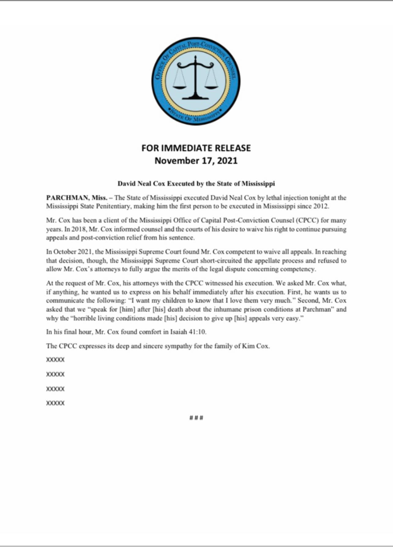 NEWS RELEASE